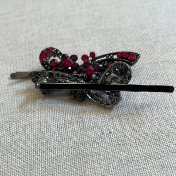 Ruby Red Rhinestone Hairclips - Picture 2 of 6